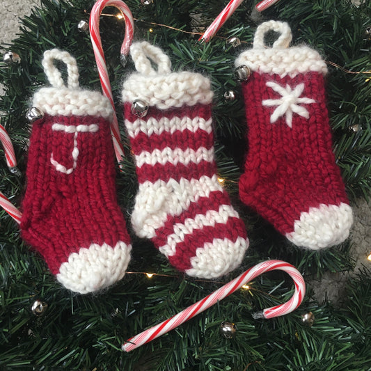 mini christmas stocking ornament free knitting pattern