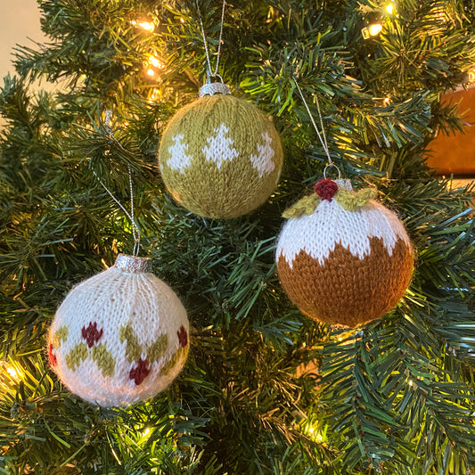 Yuletide Bauble Ornament Cover Knitting Pattern