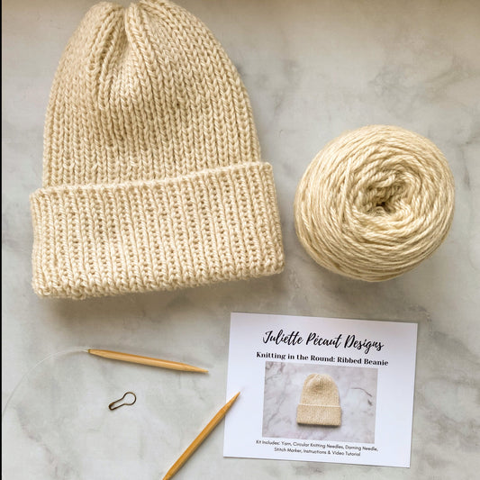 1x1 ribbed beanie knitting kit