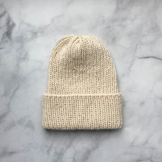 knit beanie kit cream 1x1 rib hat